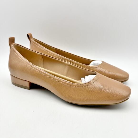 LifeStride Womens Cameo Heeled Flats US 7 Wide EU 37 Nude Tan Slip On NIB - Picture 5 of 12